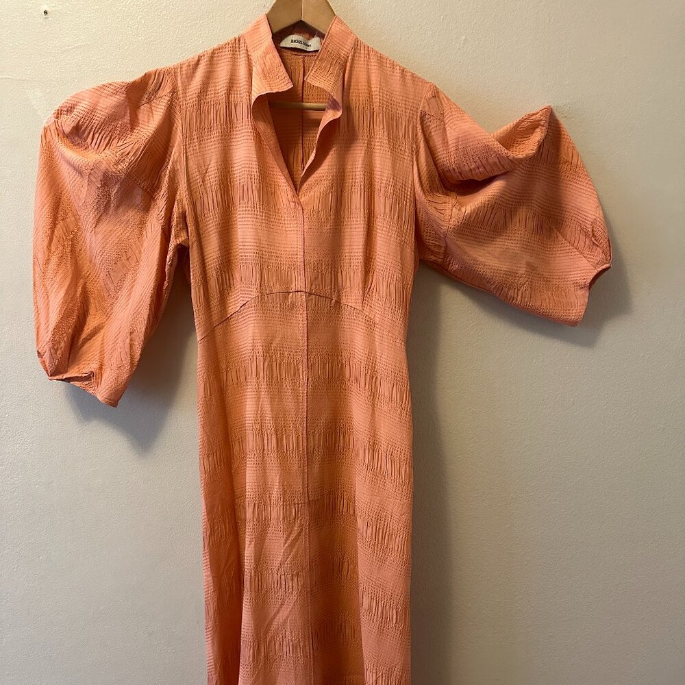 Rachel Comey Amplus Dress Light Pink Pucker Fabric, Puff Sleeve, Midi Length Wom